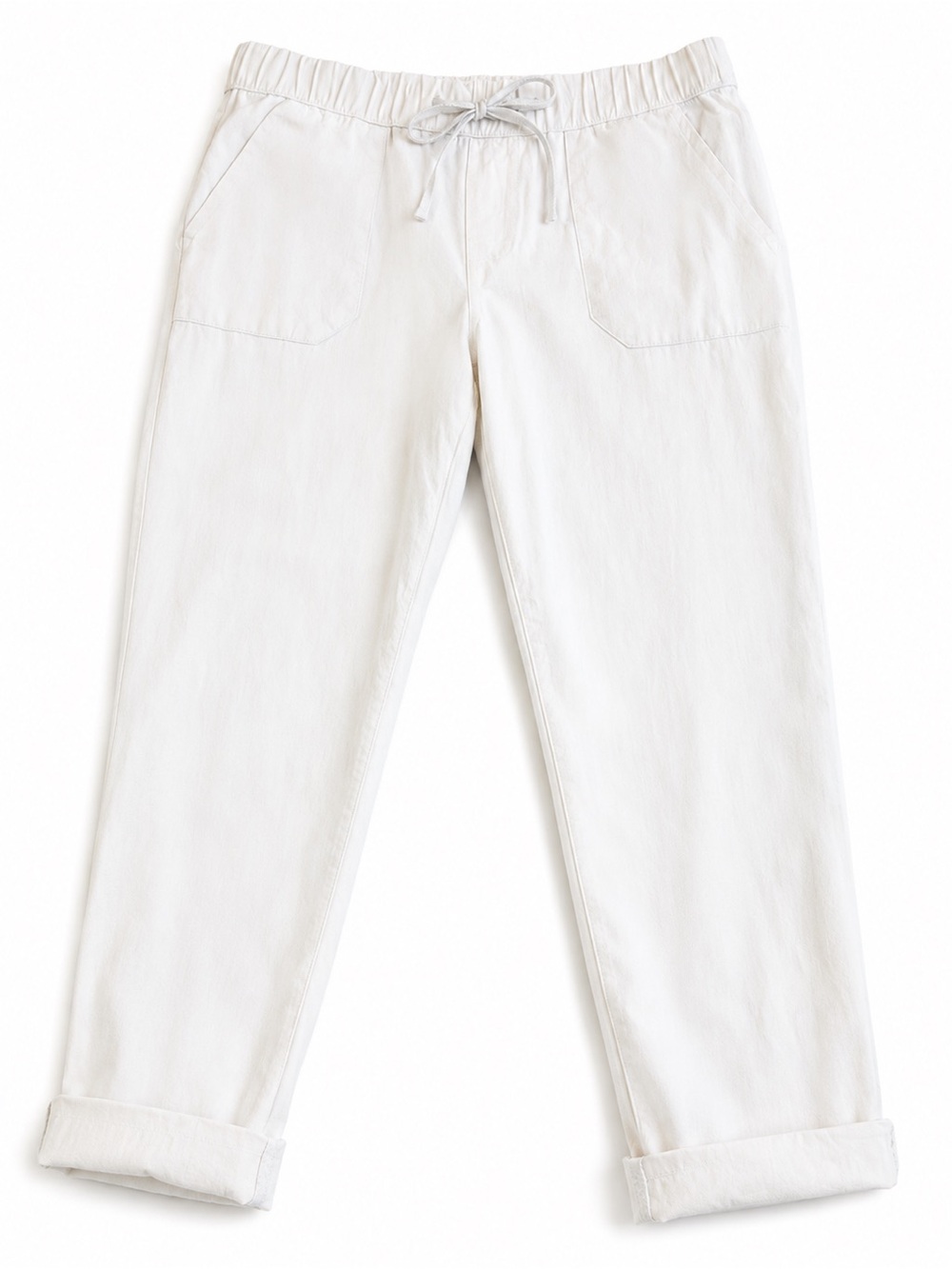 Roxy White Linen Blend Drawstring Pants Relaxed Beach Pull-On Size M